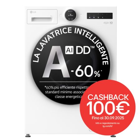 Lavatrice 9kg Next AI DD™ | Serie X9 Classe A-60% | 1400 giri, Easy Circle Control, Wi-Fi, AI Wash, Vapore antipiega | White